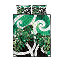 Piwakawaka New Zealand Matariki Quilt Bed Set Maori New Year Silver Fern Green Galaxy
