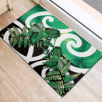Piwakawaka New Zealand Matariki Rubber Doormat Maori New Year Silver Fern Green Galaxy