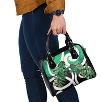 Piwakawaka New Zealand Matariki Shoulder Handbag Maori New Year Silver Fern Green Galaxy LT14 - Polynesian Pride