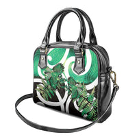 Piwakawaka New Zealand Matariki Shoulder Handbag Maori New Year Silver Fern Green Galaxy LT14 - Polynesian Pride