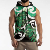 Piwakawaka New Zealand Matariki Sleeveless Hoodie Maori New Year Silver Fern Green Galaxy LT14 - Polynesian Pride
