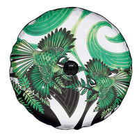 Piwakawaka New Zealand Matariki Spare Tire Cover Maori New Year Silver Fern Green Galaxy