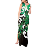 Piwakawaka New Zealand Matariki Tank Maxi Dress Maori New Year Silver Fern Green Galaxy