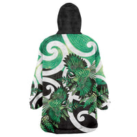 Piwakawaka New Zealand Matariki Wearable Blanket Hoodie Maori New Year Silver Fern Green Galaxy