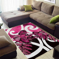 Piwakawaka New Zealand Matariki Area Rug Maori New Year Silver Fern Pink Galaxy