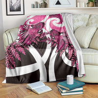 Piwakawaka New Zealand Matariki Blanket Maori New Year Silver Fern Pink Galaxy