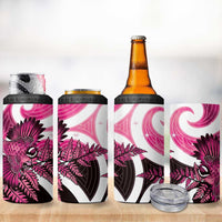Piwakawaka New Zealand Matariki 4 in 1 Can Cooler Tumbler Maori New Year Silver Fern Pink Galaxy