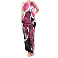 Piwakawaka New Zealand Matariki Family Matching Tank Maxi Dress and Hawaiian Shirt Maori New Year Silver Fern Pink Galaxy