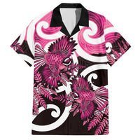 Piwakawaka New Zealand Matariki Hawaiian Shirt Maori New Year Silver Fern Pink Galaxy