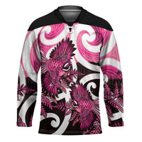 Piwakawaka New Zealand Matariki Hockey Jersey Maori New Year Silver Fern Pink Galaxy LT14 Unisex Pink - Polynesian Pride
