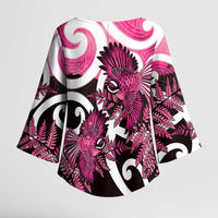 Piwakawaka New Zealand Matariki Kimono Sleeve Blouse Maori New Year Silver Fern Pink Galaxy