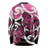 Piwakawaka New Zealand Matariki Long Sleeve Shirt Maori New Year Silver Fern Pink Galaxy