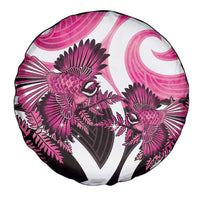 Piwakawaka New Zealand Matariki Spare Tire Cover Maori New Year Silver Fern Pink Galaxy