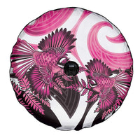Piwakawaka New Zealand Matariki Spare Tire Cover Maori New Year Silver Fern Pink Galaxy