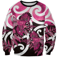 Piwakawaka New Zealand Matariki Sweatshirt Maori New Year Silver Fern Pink Galaxy LT14 Unisex Pink - Polynesian Pride