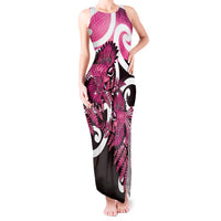 Piwakawaka New Zealand Matariki Tank Maxi Dress Maori New Year Silver Fern Pink Galaxy