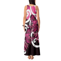 Piwakawaka New Zealand Matariki Tank Maxi Dress Maori New Year Silver Fern Pink Galaxy