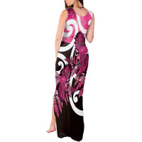 Piwakawaka New Zealand Matariki Tank Maxi Dress Maori New Year Silver Fern Pink Galaxy