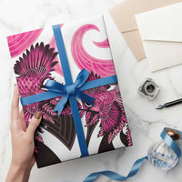 Piwakawaka New Zealand Matariki Wrapping Paper Maori New Year Silver Fern Pink Galaxy