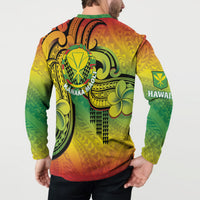 Hawaii Flag Day Button Sweatshirt Kanaka Maoli With Kakau Polynesian Pattern LT14