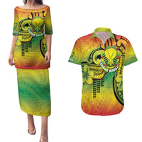 Hawaii Flag Day Couples Matching Puletasi and Hawaiian Shirt Kanaka Maoli With Kakau Polynesian Pattern LT14 Green - Polynesian Pride