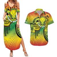 Hawaii Flag Day Couples Matching Summer Maxi Dress and Hawaiian Shirt Kanaka Maoli With Kakau Polynesian Pattern LT14 Green - Polynesian Pride