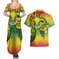 Hawaii Flag Day Couples Matching Summer Maxi Dress and Hawaiian Shirt Kanaka Maoli With Kakau Polynesian Pattern LT14