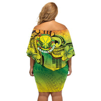 Hawaii Flag Day Off Shoulder Short Dress Kanaka Maoli With Kakau Polynesian Pattern LT14 - Polynesian Pride