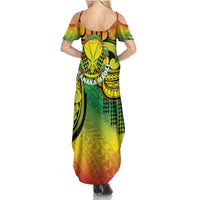 Hawaii Flag Day Summer Maxi Dress Kanaka Maoli With Kakau Polynesian Pattern LT14 - Polynesian Pride