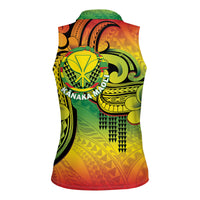 Hawaii Flag Day Women Sleeveless Polo Shirt Kanaka Maoli With Kakau Polynesian Pattern LT14