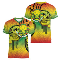 Hawaii Flag Day Women V-Neck T-Shirt Kanaka Maoli With Kakau Polynesian Pattern LT14