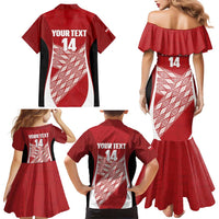 Tonga Rugby Custom Family Matching Mermaid Dress and Hawaiian Shirt Go ʻIkale Tahi Go Tongan Tapa Cloth