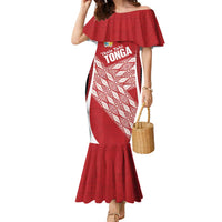 Tonga Rugby Custom Family Matching Mermaid Dress and Hawaiian Shirt Go ʻIkale Tahi Go Tongan Tapa Cloth