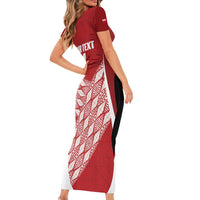 Tonga Rugby Custom Family Matching Short Sleeve Bodycon Dress and Hawaiian Shirt Go ʻIkale Tahi Go Tongan Tapa Cloth