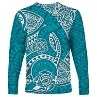 Polynesian Pride Hawaii Long Sleeve Shirt Hawaiian Tribal Honu Turquoise Version LT14 - Polynesian Pride