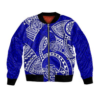 Polynesian Pride Hawaii Bomber Jacket Hawaiian Tribal Honu Blue Version LT14 Unisex Blue - Polynesian Pride