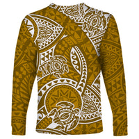 Polynesian Pride Hawaii Long Sleeve Shirt Hawaiian Tribal Honu Gold Version LT14 - Polynesian Pride