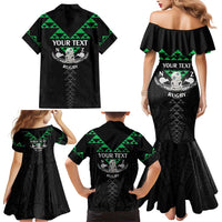 Personalised Aotearoa Rugby Family Matching Mermaid Dress and Hawaiian Shirt New Zealand Maori Kete Matauranga Pattern