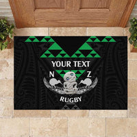 Personalised Aotearoa Rugby Rubber Doormat New Zealand Maori Kete Matauranga Pattern