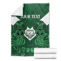 Custom Aotearoa Rugby Blanket New Zealand Maori Kete Poutama Pattern