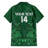 Custom Aotearoa Rugby Family Matching Off The Shoulder Long Sleeve Dress and Hawaiian Shirt New Zealand Maori Kete Poutama Pattern