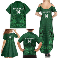 Custom Aotearoa Rugby Family Matching Summer Maxi Dress and Hawaiian Shirt New Zealand Maori Kete Poutama Pattern