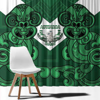 Custom Aotearoa Rugby Window Curtain New Zealand Maori Kete Poutama Pattern