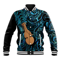 Kotiate New Zealand Baseball Jacket Maori Weapon Paua Shell Haka Fern LT14 Unisex Turquoise - Polynesian Pride