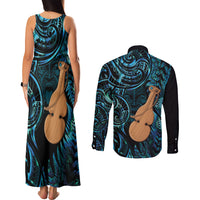 Kotiate New Zealand Couples Matching Tank Maxi Dress and Long Sleeve Button Shirt Maori Weapon Paua Shell Haka Fern LT14 - Polynesian Pride