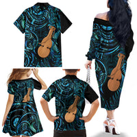 Kotiate New Zealand Family Matching Off The Shoulder Long Sleeve Dress and Hawaiian Shirt Maori Weapon Paua Shell Haka Fern LT14 - Polynesian Pride