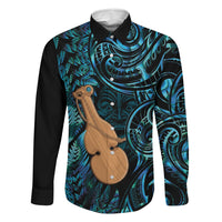 Kotiate New Zealand Family Matching Off Shoulder Maxi Dress and Hawaiian Shirt Maori Weapon Paua Shell Haka Fern LT14 Daughter's Dress Turquoise - Polynesian Pride