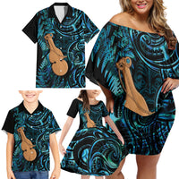 Kotiate New Zealand Family Matching Off Shoulder Short Dress and Hawaiian Shirt Maori Weapon Paua Shell Haka Fern LT14 - Polynesian Pride