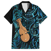 Kotiate New Zealand Family Matching Tank Maxi Dress and Hawaiian Shirt Maori Weapon Paua Shell Haka Fern LT14 Dad's Shirt - Short Sleeve Turquoise - Polynesian Pride