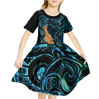 Kotiate New Zealand Kid Short Sleeve Dress Maori Weapon Paua Shell Haka Fern LT14 - Polynesian Pride